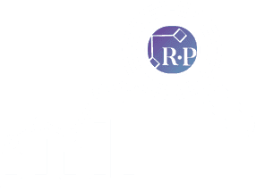 A bar and line graph with a magnifying glass highlighting the letters R P inside a purple circle at the top right.